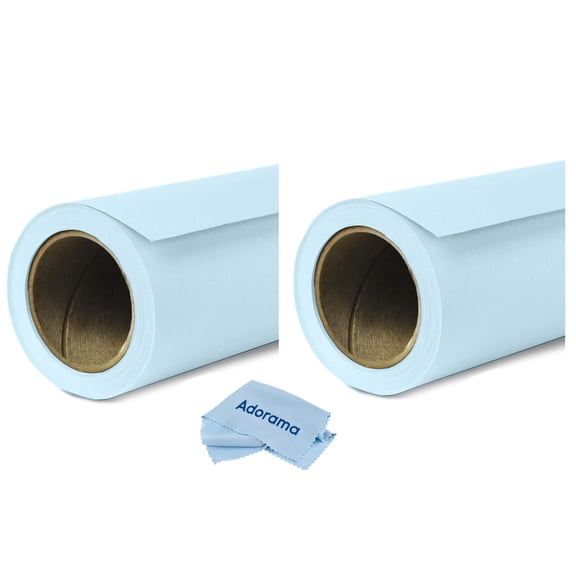 Savage 2 Pack Widetone Seamless Background Paper, 86" wide x 36' Bluemist, #41 - With Microfiber Cleaning Cloth