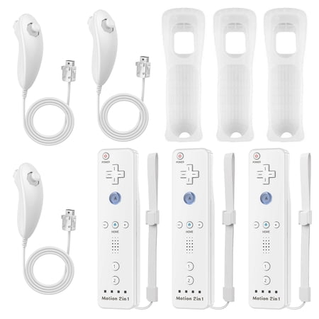 3 Pack Wii Controller for Nintendo Wii, Wii Remote with Silicone Case and Strap Compatible with Nintendo Wii/Wii U/Wii Mini (White)