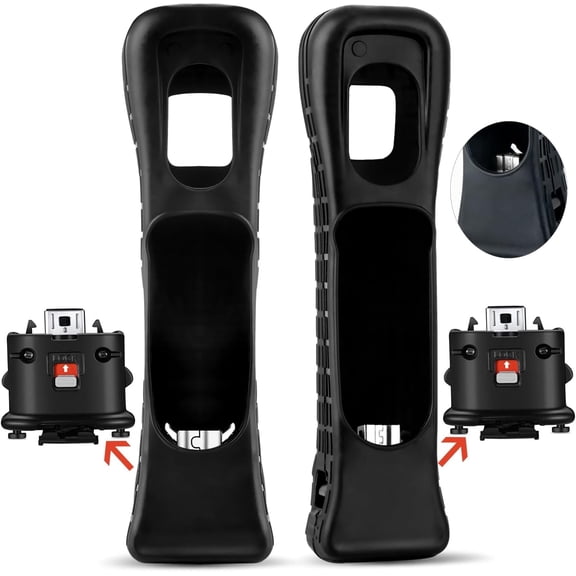 2 Pack Wii Motion Plus Adapter,with Silicon Case for wii Remote Controller- External Remote Motion Plus Sensor Controller Wii U Motion Plus (Black)