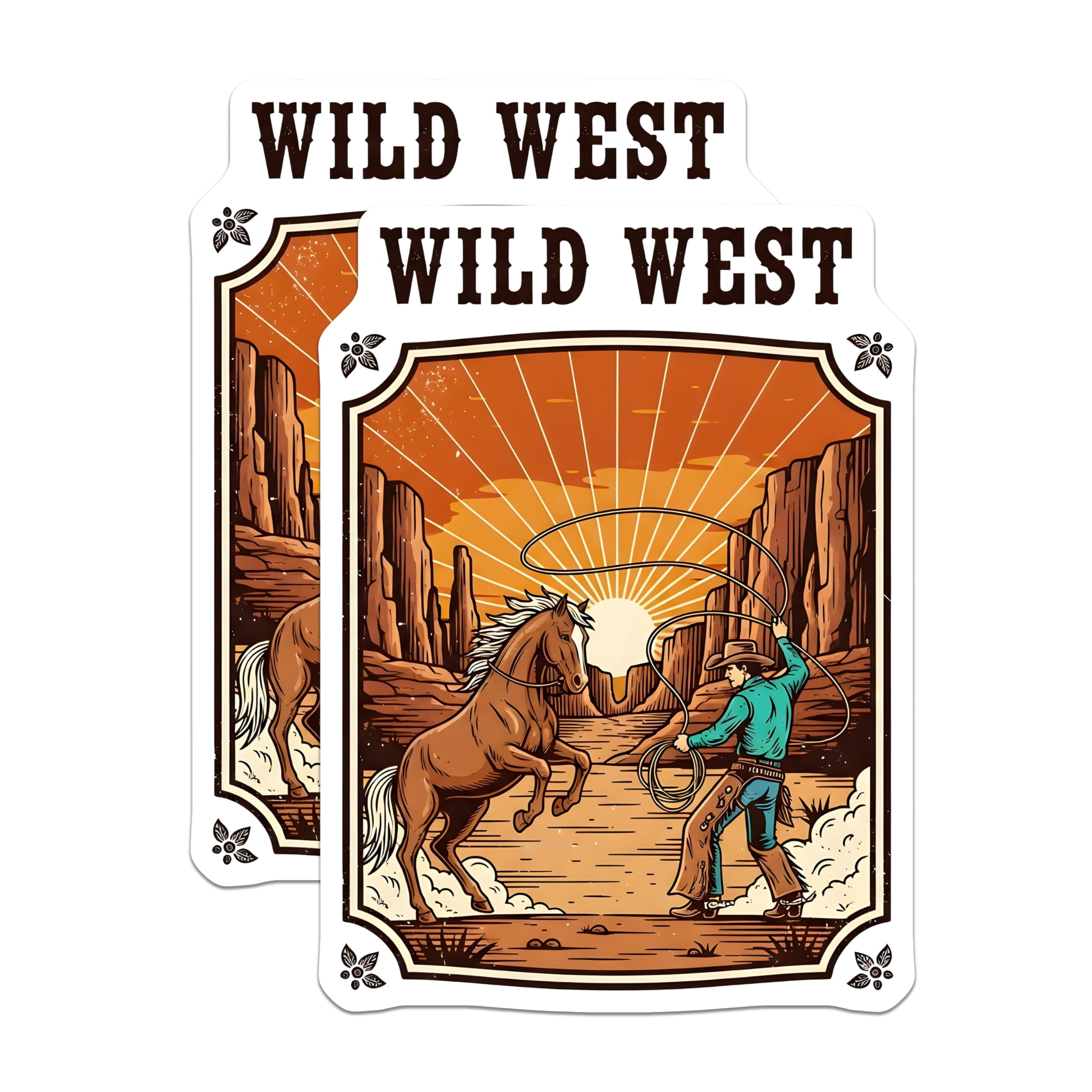 (2 Pack) Wild West Stickers - Cowboy Horse - Rodeo Stickers - 5