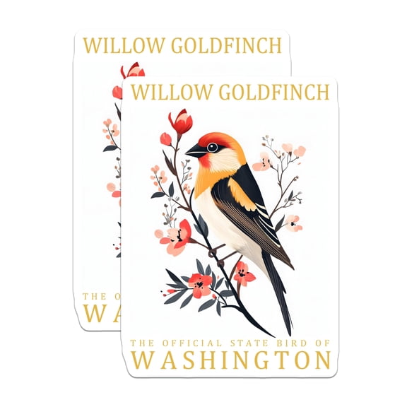(2 Pack) Willow Goldfinch Magnets - State Bird Magnets - Washington Souvenir Magnets - 5" On Longest Side - Premium Magnet - for Cars, Refrigerators, Toolboxes, Lockers - Made in USA - MAG17233