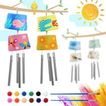 2-Pack Wind Chime Kit Arts and Crafts DIY Wind Powered Musical Chime Gift for Boys and Girls Construct & Paint Crafts for Kids Ages 4 5 6 7 8