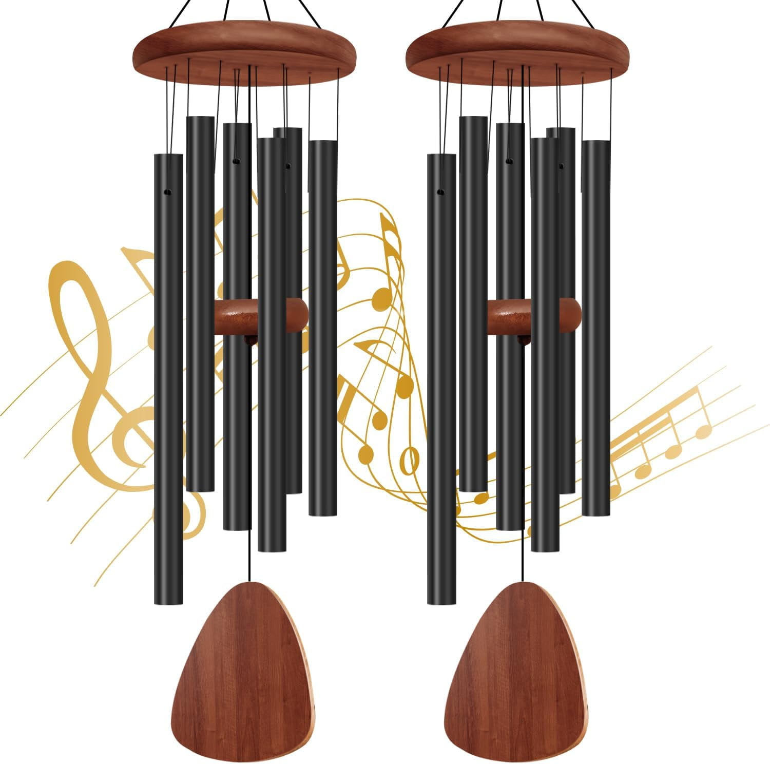 2 Pack Wind Chimes Outdoor Wind Chimes for Outside, Memorial Wind Chimes with 6 Aluminum Tubes, Sympathy Wind Chime Gift Decoration for Garden Patio Yard
