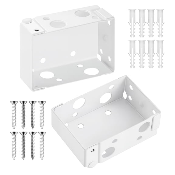 Box Mounting Brackets, 2 Pcs, Box Blind Bracket for Window Blinds, Fit for 1.5 x 2.25 inch Headrails, with Self-Tapping Screws and Expansion Tubes, Sturdy Iron, for Blinds Installation, White