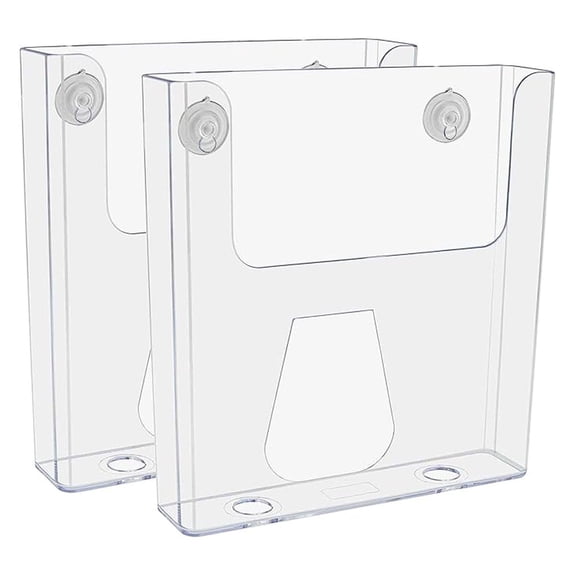 2 Pack Window Mount Brochure Holder with Suction Cups for 8.5" Flyers or Event Sale Flyer Display Clear Acrylic Glass Mount Catalog or Magazine Holder
