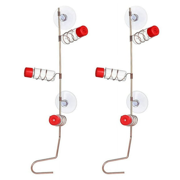 2 Pack Window Suction Cups Copper Wire Birds Feeder Bird Water Feeder with Plastic Bottles