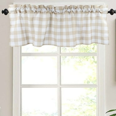2 Pack Window Valances Farmhouse Design Window Treatment Lined Decor Curtains Rod Pocket Valances for Kitchen/Living Room 16" x 56" (Beige)