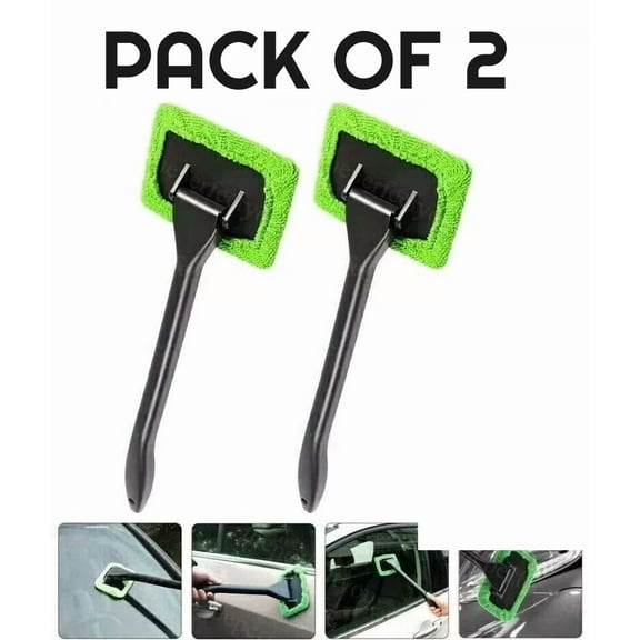 2 Pack Window Windshield Cleaning Tool Microfiber Car Wiper Cleaner Glass Brush