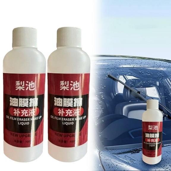 2 Pack Windshield Oil Film Remover 100ml Each Hydrophobic Glass Cleaner And Coating Car Windshield Water Repellent Treatment Windshield Cleaning Kit For Rain Driving Visibility