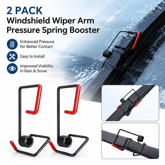 2 Pack Windshield Wiper Arm Pressure Spring Booster for Enhanced Performance Easy Install Improved Visibility in Rain Snow Conditions
