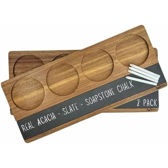 2-Pack Wine Flight Boards  Rustic Wooden Tasting Trays for Wine & Charcuterie  Bar Serving Paddles for Couples, Wine Gift Set for Tastings, Entertaining & Home Dcor$$Home Decor, Kitchen, & Other