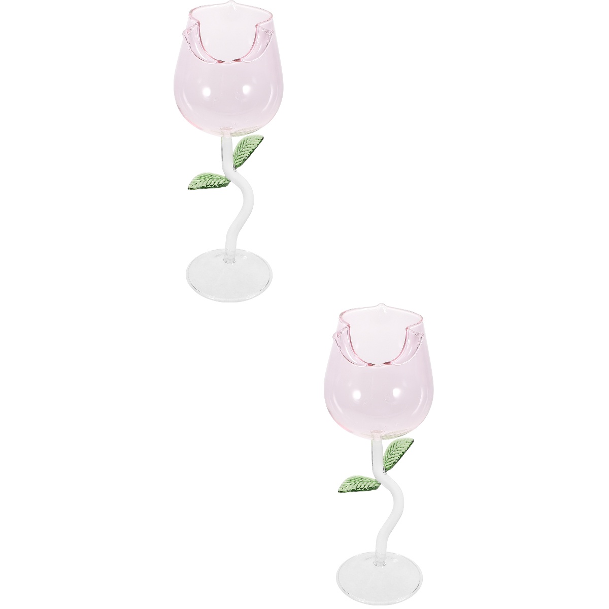 2 Pack Wine Glass Cocktail Goblet for Party Cups Glasses Rose Flower