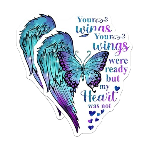 (2 Pack) Your Wings were Ready Magnets - Inspirational Quote - Memorial Keepsake - 5" On Longest Side - for Cars, Fridges, Toolboxes - Made in USA - MAG6109
