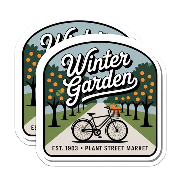 (2 Pack) Winter Garden Magnets - Plant Street Market Souvenir - Bicycle with Oranges Decor - 5" On Longest Side - Premium Magnet - for Cars, Refrigerators, Toolboxes, Lockers - Made in USA - MAG17622