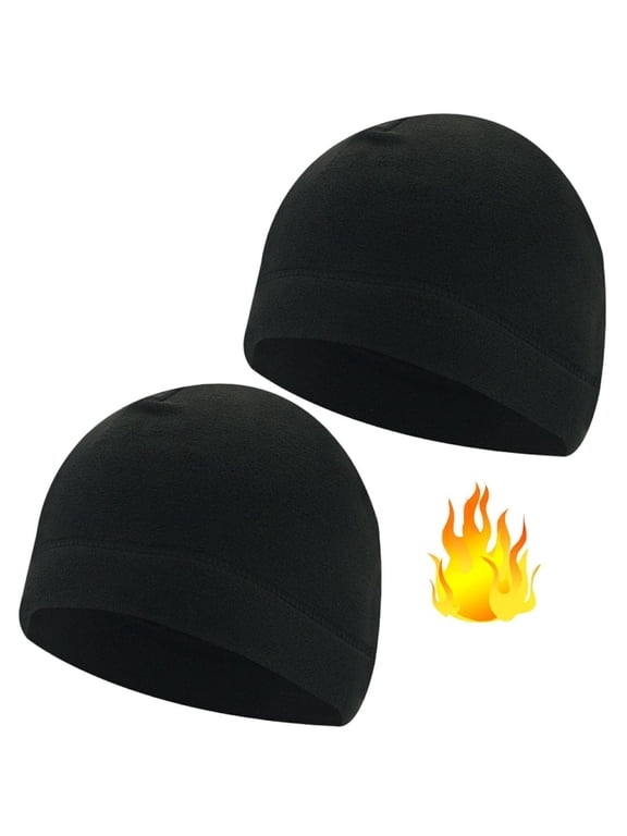 2 Pack Winter Skull Caps Helmet Liner Sweat Wicking Cap Running Hats Cycling Skull Caps Watch Cap Warm Beanie Hat for Men Women
