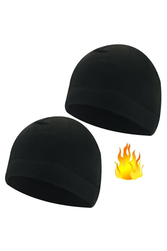 2 Pack Winter Skull Caps Helmet Liner Sweat Wicking Cap Running Hats Cycling Skull Caps Watch Cap Warm Beanie Hat for Men Women