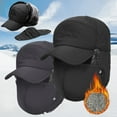 thumbnail image 1 of [2 Pack] Winter Trapper Trooper Hat, IC ICLOVER Aviator Cap Windproof Thermal Russian Ushanka Pilot Hat with Ear Flap Mask Chin Strap for Men Women Hunting Outdoor Christmas Gift (Black&Gray), 1 of 8
