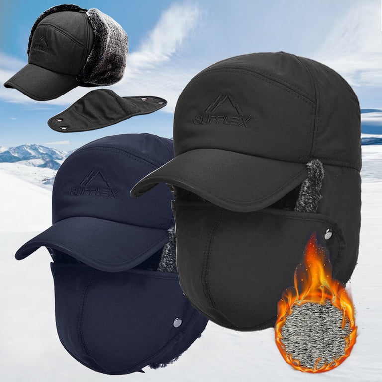 Men Navy Unisex Waterproof Ushanka Trapper Hat with Ear Flaps & Chin Strap Amazon.com: JaGely Winter Trapper Hat Windproof Russian  main image 3