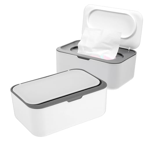 2 Pack Wipes Dispenser,Wipe Holder for Baby & Adult,Refillable Wipe Container,Easy Open/Close Wipes Pouch Case,Non-Slip Wipes Box with Sealing Design Lid