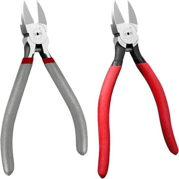 2 Pack Wire Cutters,6.5 Inch Flush Cutters,Spring Loaded Cutting Pliers for Cutting Crafts, Flowers, Plastics, Appliances and Any Clean Cutting Needs Powerful Wire Cutter(Red&Grey)