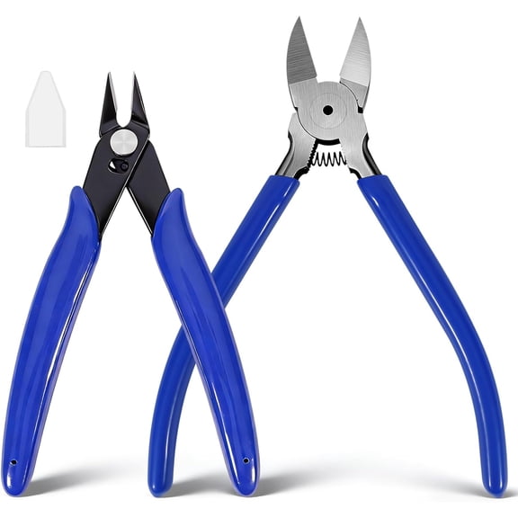 2 Pack Wire Cutters Set, 6"+5" Sharp Flush Cutters, Spring Loaded Side Cutting PliersCarbon Steel Wire Cutters for Crafting, Electronics, 3D Prints, Jewelry Making, Model Sprue, Zip Ties