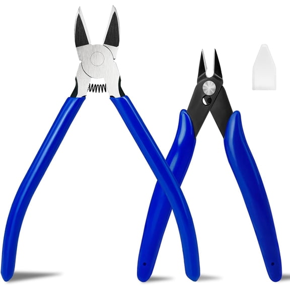 2 Pack Wire Cutters Set 6 Inch 5 Inch Ultra Sharp Flush Carbon Steel Crafting Electronics Jewelry Blue