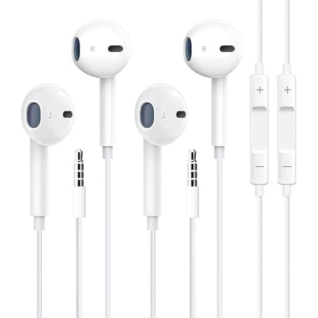 2 Pack Wire Earbuds Headphones with 3.5mm Plug Earphones Built-in Microphone & Volume Control Compatible with iPhone/ipad/Android/Computer and Other 3.5mm Jack Devices