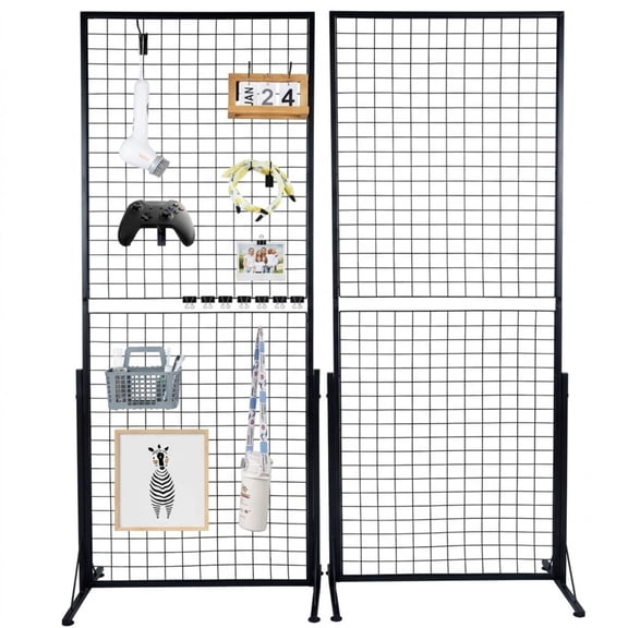 2-Pack Wire Gridwall Towers, 2x5.6 ft Floorstanding Display with Hooks