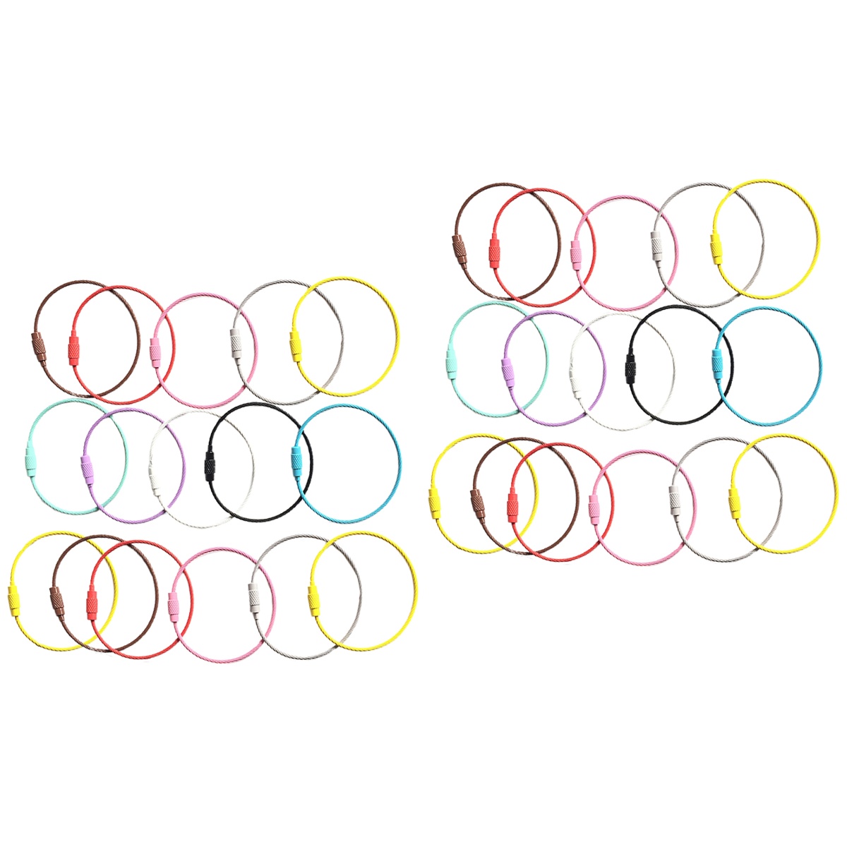 2 Pack Wire Rope Key Ring Keychain Luggage Rings Tinsels Tabs Bracelet ...