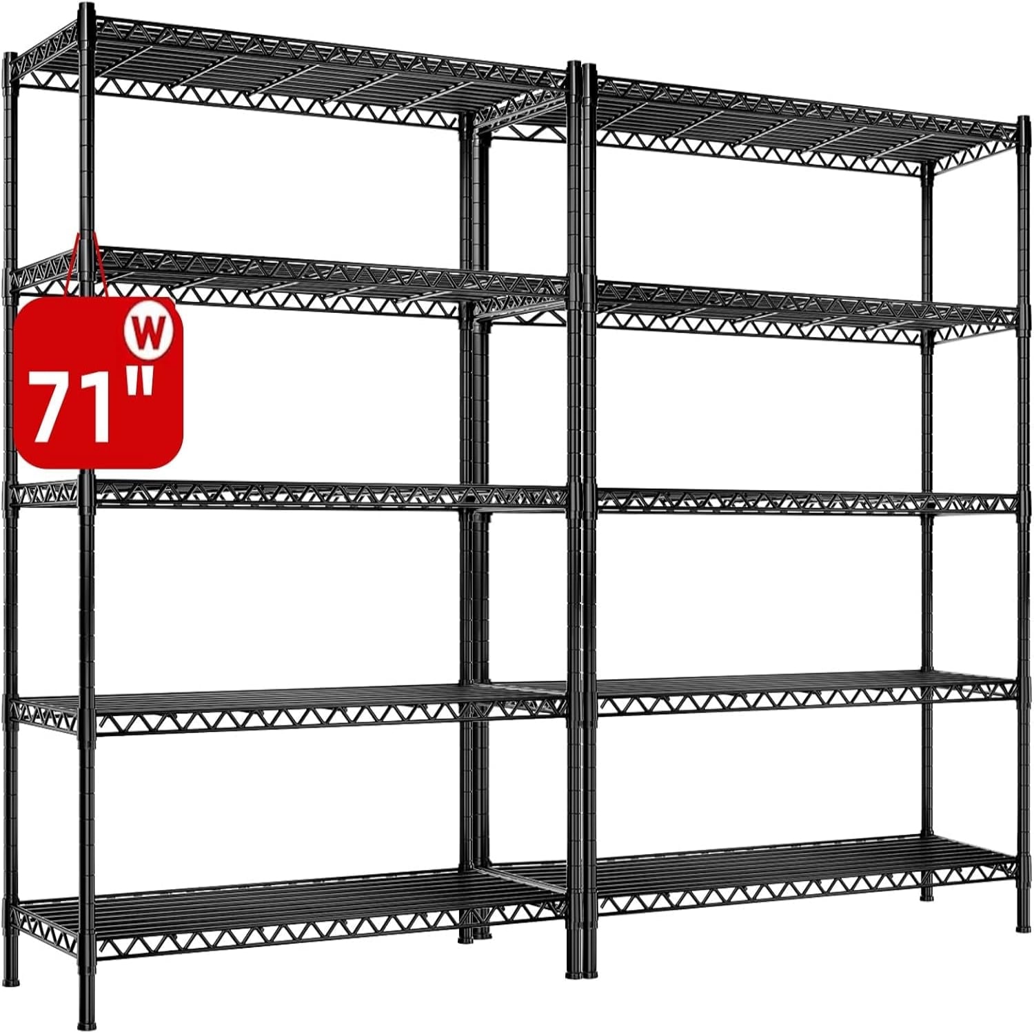 2 Pack Wire Shelving 5 Tier Storage Shelves Metal Shelves for Storage