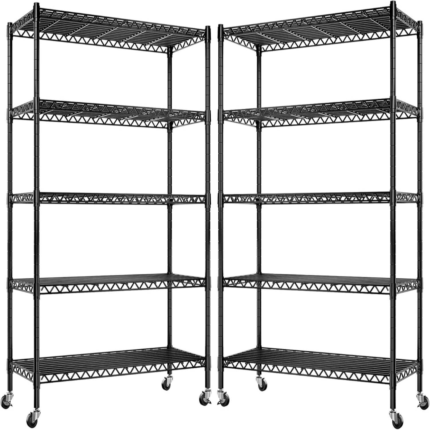 2 Pack Wire Shelving 5 Tier Storage Shelves Metal Shelves for Storage