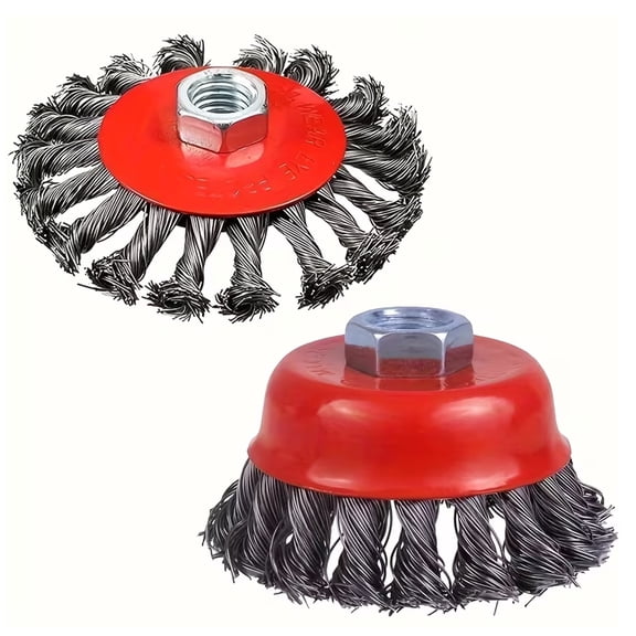 2-Pack Wire Wheel Cup Brush Set for Grinder,5/8-Inch-11 Threaded Arbor,Brush for Cleaning Metal,Removing Rust,Corrosion,and Paint Removal(3" Dia.)