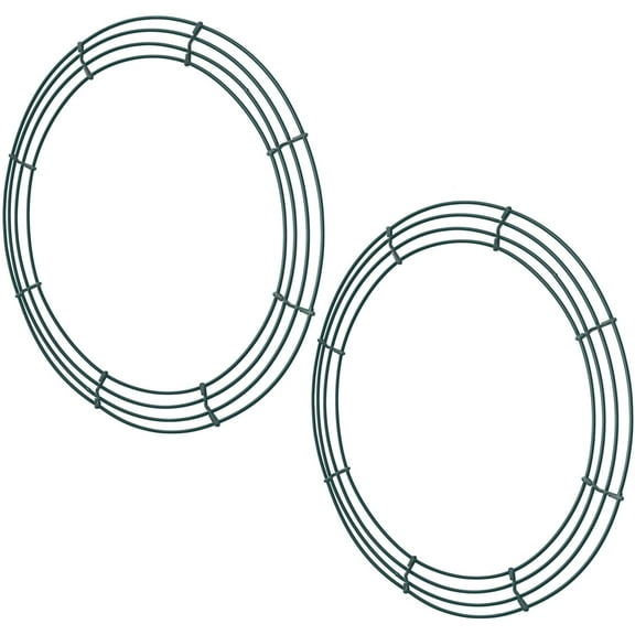 2 Pack Wire Wreath Frame Wire Wreath Making Rings Green for New Year Valentines Decoration (16 Inch)