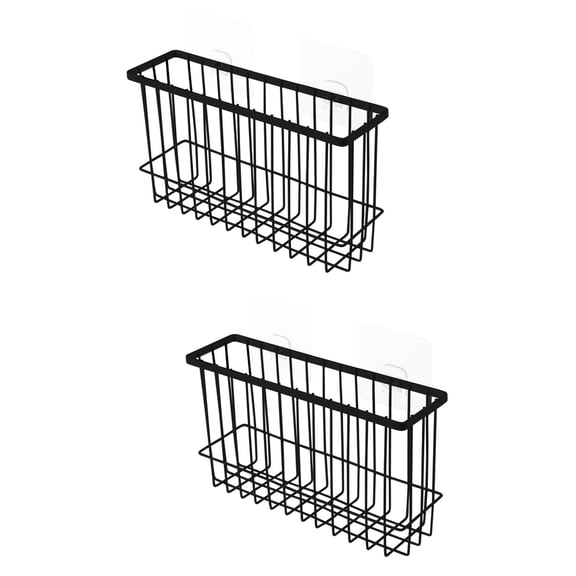2 Pack Wire outside Soap Dish Hanging Hooks Storage Basket Baskets Black