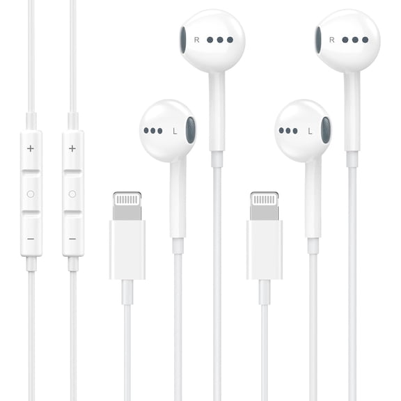 2 Pack Wired Headphones for iPhone Earbuds with Built-in Microphone & Volume Control Nosie Reduction Earphones Headsets Compatible with iPhone 14 13 12 11 Pro Max XS XR X 8 7, Support All iOS System