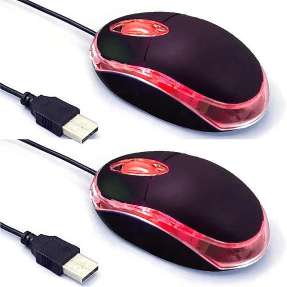2 Pack Wired Mini Optical Mouse Computer Mouse Ergonomic Mouse with USB Mouse fo
