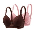 thumbnail image 1 of 2 Pack Wireless Bra Women Lace Embroidery Full Cup Lace Lingerie Breathable Comfortable Support Bralette, 1 of 3