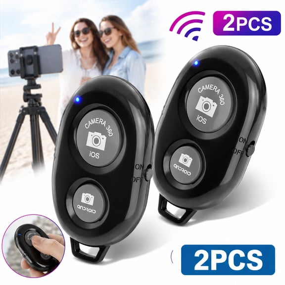 2 Pack Wireless Camera Remote Control - Wireless Remote for iPhone & Android Phones iPad iPod Tablet, Clicker for Photos & Videos