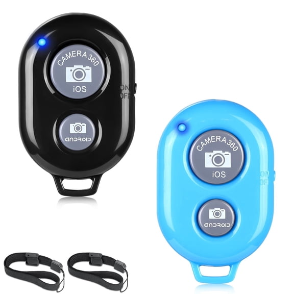 2 Pack Wireless Camera Remote Control - Wireless Remote for iPhone & Android Phones iPad iPod Tablet, Clicker for Photos & Videos, Wrist Strap Included