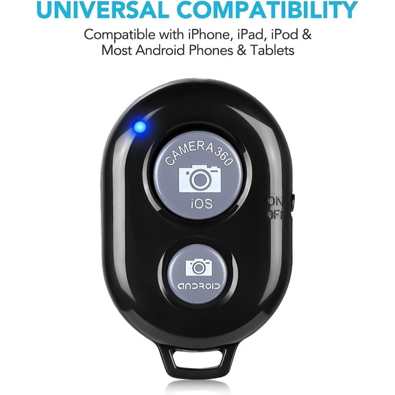 2 Pack Wireless Camera Remote Control - Wireless Remote for iPhone & Android Phones iPad iPod Tablet, Clicker for Photos & Videos, Wrist Strap Included