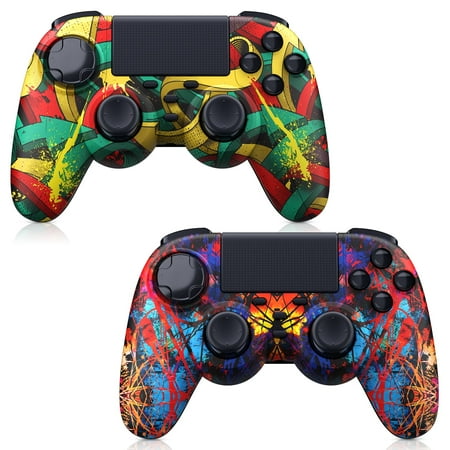 2 Pack Wireless Controller Compatible with P4/Slim/Pro with Dual Vibration/6-Axis Motion Sensor/Audio Function