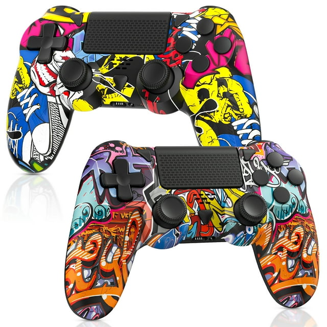 2 Pack Wireless Controller for P4, Bonadget Wireless Gamepad Compatible with P4/ Pro/Slim,P4 Remote Built-in 1000mAh Battery with Turbo/ Dual Vibration/6-Axis Motion Sensor