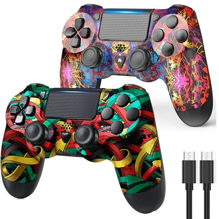 2 Pack Wireless Controller for P4, Bonadget Wireless Gamepad Compatible with P4/ Pro/Slim,P4 Remote Built-in 1000mAh Battery with Turbo/ Dual Vibration/6-Axis Motion Sensor