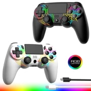 DEFNDR 2 Pack Wireless Controller for PS4 - Controller fit for PlayStation 4/Pro/Slim/PC, Spider Pattern Design, 1000mAh Battery, Adjustable RGB, Double shock, 6-Axis Gyro, Built-in Speaker