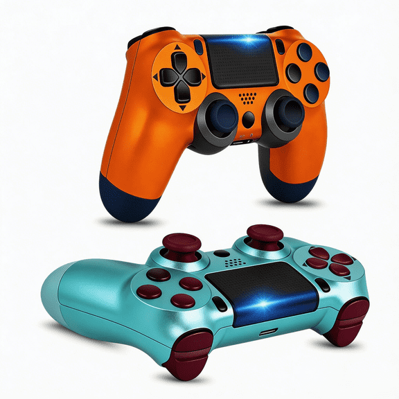 2 Pack Wireless Game Controllers for P4 - Compatible with P4/P4 Slim/P4 Pro & PC, Dual Vibration & 6-Axis Motion Sensor, Ergonomic Gaming Gamepad