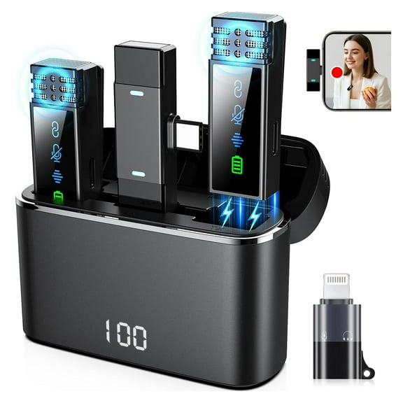 EasyMart Wireless Lavalier Microphone – Mini Clip-On Mics with Noise Cancellation for iPhone, iPad, Android, Vlogging & Recording