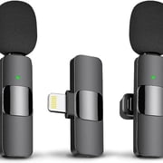 2 Pack Wireless Lavalier Microphone for iPhone,Mini Mic with Noise Cancellation for Interview Video Podcast Vlog YouTube