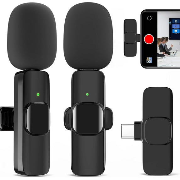 2 Pack Wireless Lavalier Microphone for iPhone, Professional Lapel Mics, Wireless Mic Plug-Play, Lapel Microphone for Video Recording Interview Vlog YouTube TikTok(for iPhone 14 and Below)