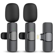 2 Pack Wireless Lavalier Microphone for iPhone iPad,Lapel Mics Plug-Play 2.4G Ultra-Low Delay Built-in Noise Reduction Chip 8H Working Time for Video Recording Interview Podcast Vlog YouTube