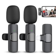 2 Pack Wireless Lavalier Microphones for iPhone iPad,Noise Reduction Professional Wireless Lapel Microphone,2 in 1 Cordless Recording Mic for Video Recording Interview Podcast Vlog YouTube Tiktok